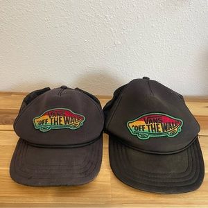 2 VANS Off The Wall SnapBack Trucker Hat Cap Black Green Yellow